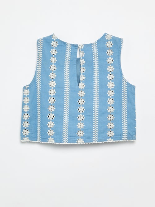 Mouwloze blouse met all-over geborduurde motieven - Kiabi