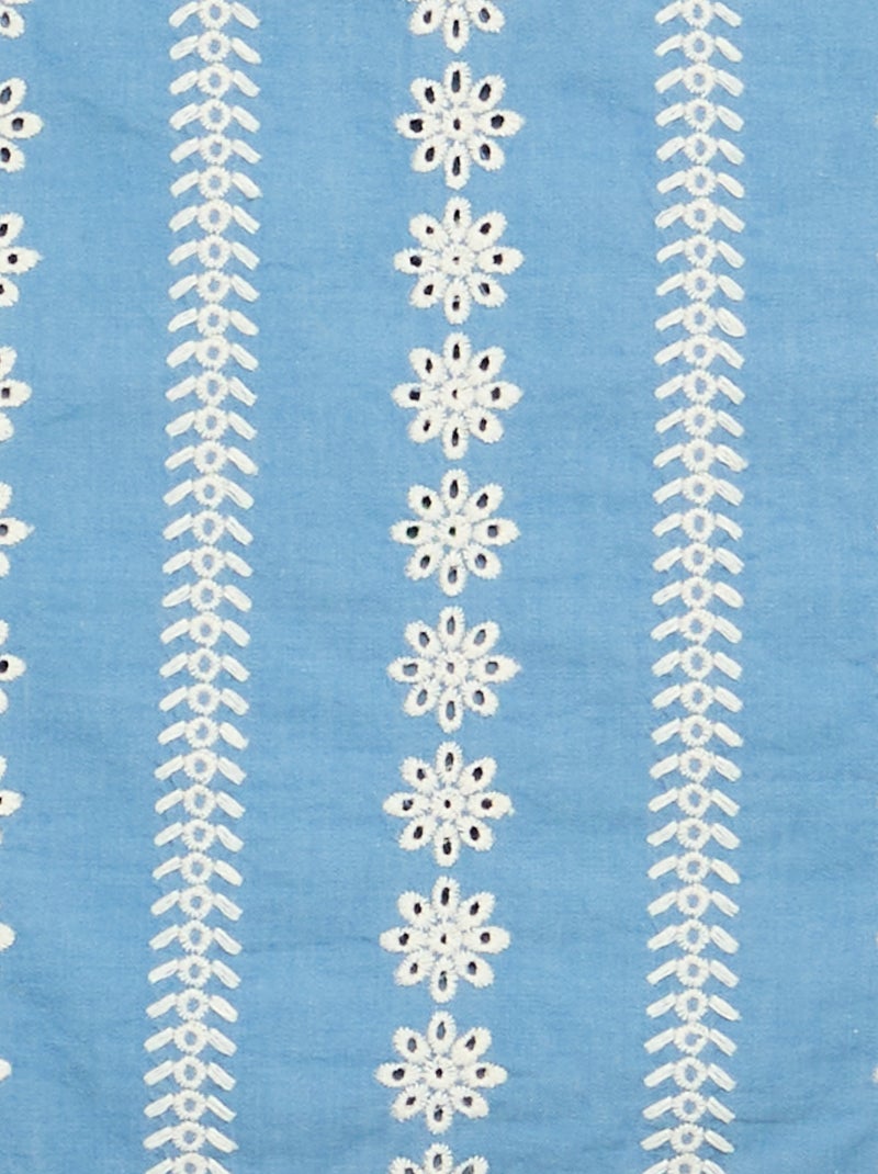 Mouwloze blouse met all-over geborduurde motieven Blauw - Kiabi