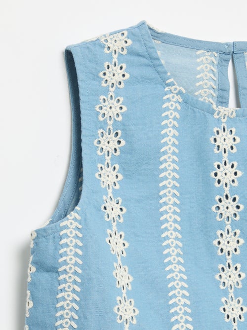 Mouwloze blouse met all-over geborduurde motieven - Kiabi