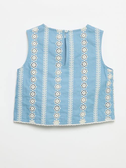 Mouwloze blouse met all-over geborduurde motieven - Kiabi
