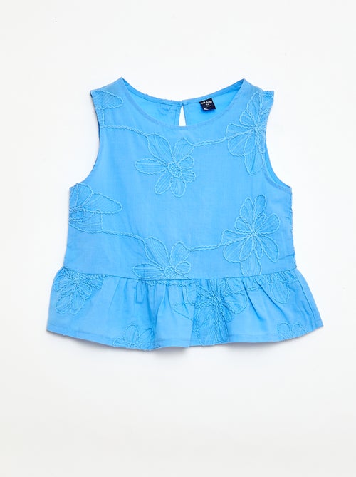 Mouwloze blouse met geborduurde bloemen - Kiabi