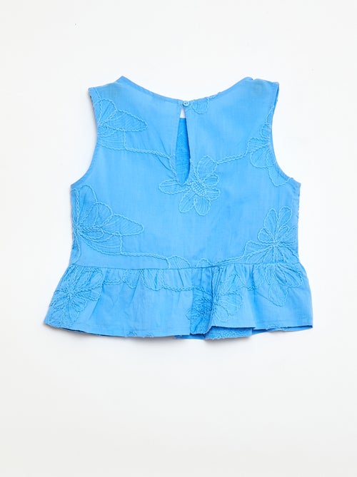 Mouwloze blouse met geborduurde bloemen - Kiabi