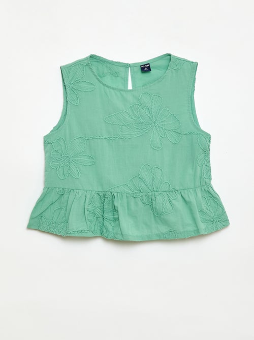 Mouwloze blouse met geborduurde bloemen - Kiabi