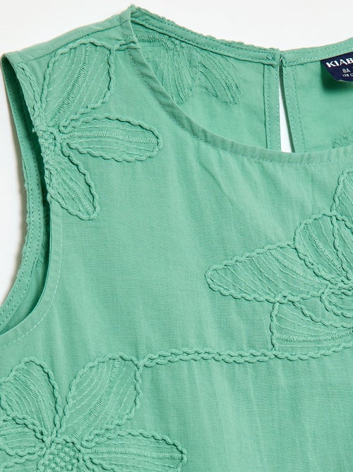 Mouwloze blouse met geborduurde bloemen - Kiabi