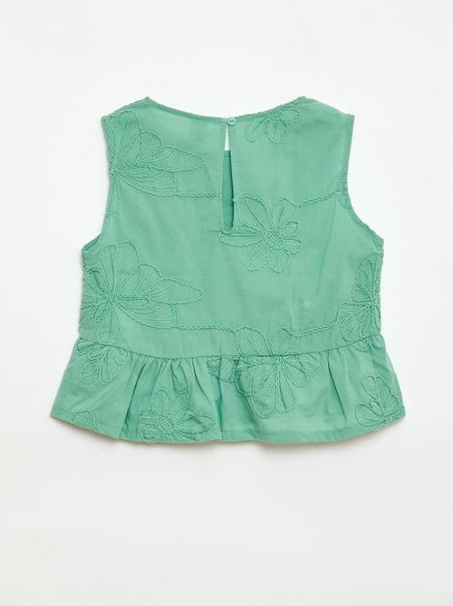 Mouwloze blouse met geborduurde bloemen - Kiabi