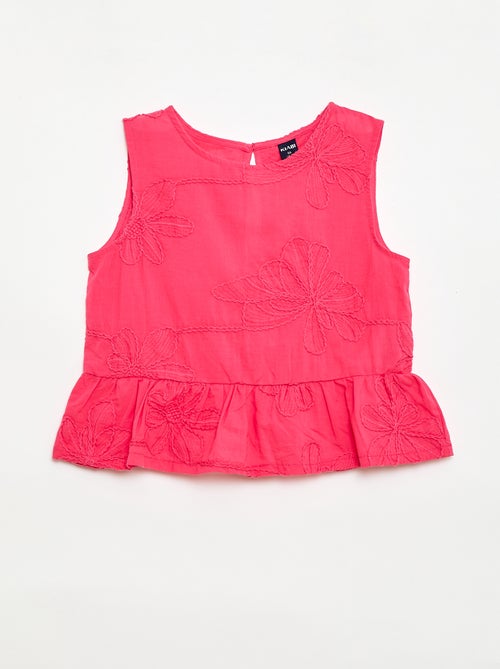 Mouwloze blouse met geborduurde bloemen - Kiabi