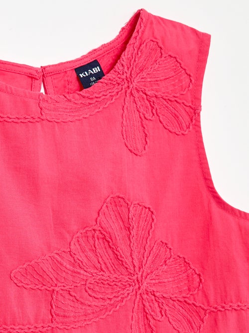 Mouwloze blouse met geborduurde bloemen - Kiabi