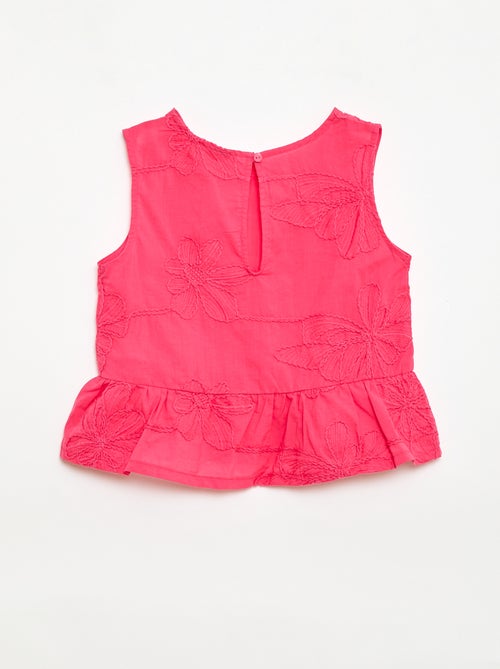 Mouwloze blouse met geborduurde bloemen - Kiabi