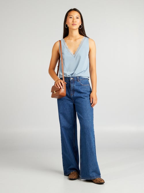 Mouwloze blouse met kanten kraagje - Kiabi