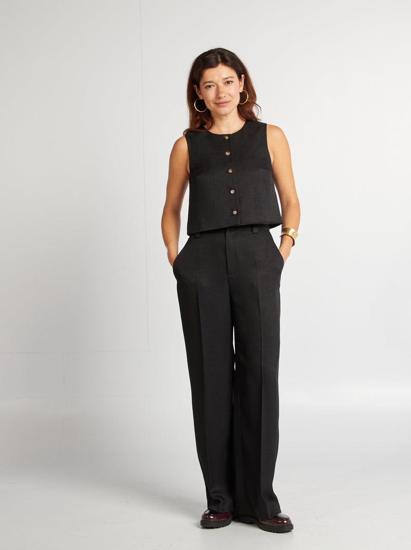 Mouwloze blouse met knopen zwart - Kiabi