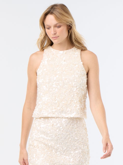 Mouwloze blouse met pailletten - Kiabi