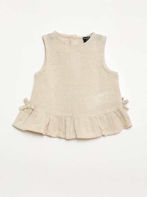 Mouwloze blouse met ruches en strikken - Kiabi