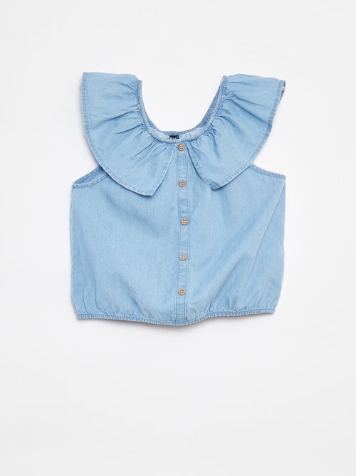 Mouwloze blouse met ruches langs de hals - Kiabi