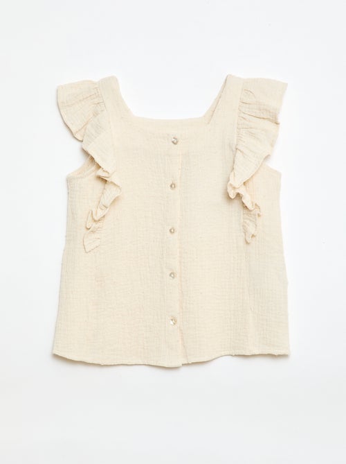 Mouwloze blouse van dubbel katoengaas - Kiabi