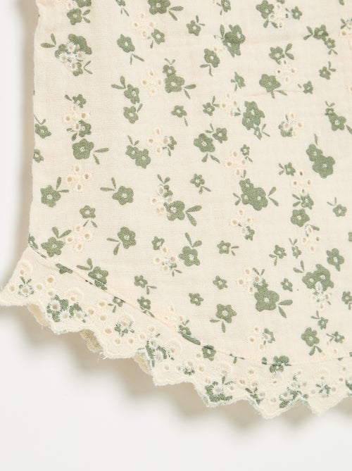 Mouwloze blouse van katoenen gaas met broderie anglaise - Kiabi