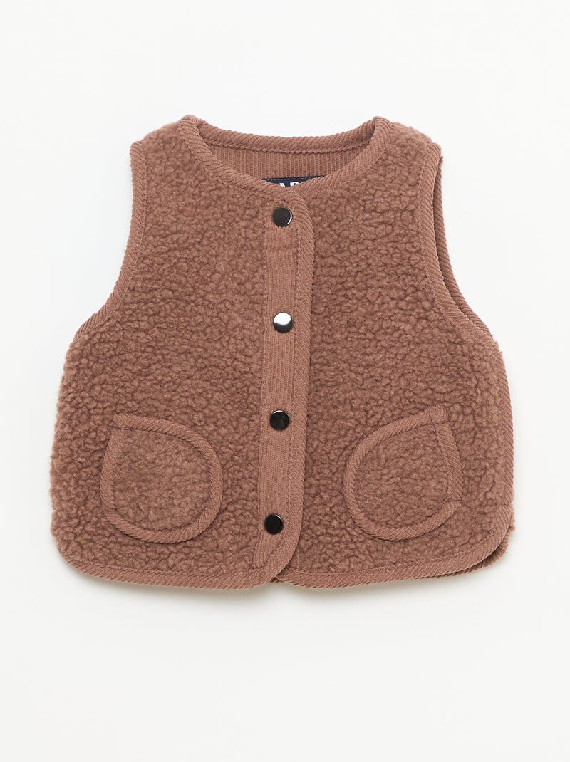 Mouwloze bodywarmer met schapenvachteffect Bruin - Kiabi