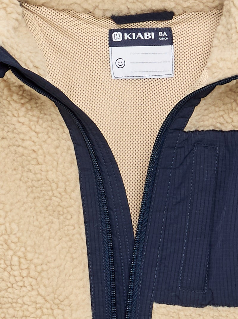 Mouwloze bodywarmer met schapenvachteffect Wit - Kiabi