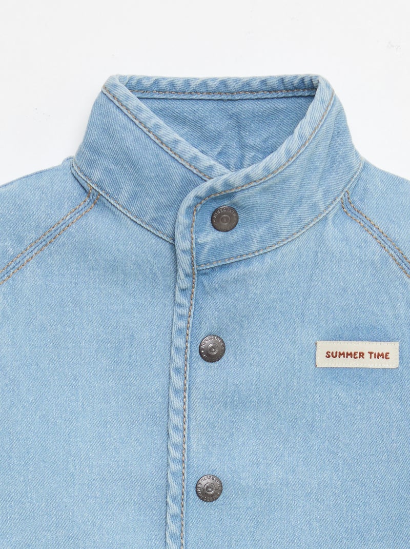 Mouwloze denim blouse van katoen Blauw - Kiabi