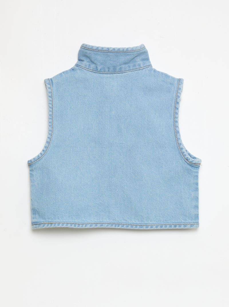 Mouwloze denim blouse van katoen Blauw - Kiabi