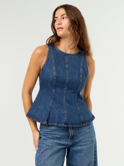 Mouwloze denimblouse - Kiabi