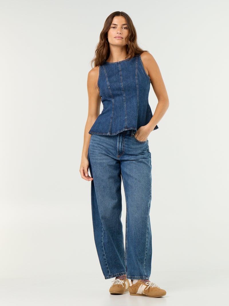 Mouwloze denimblouse Blauw - Kiabi