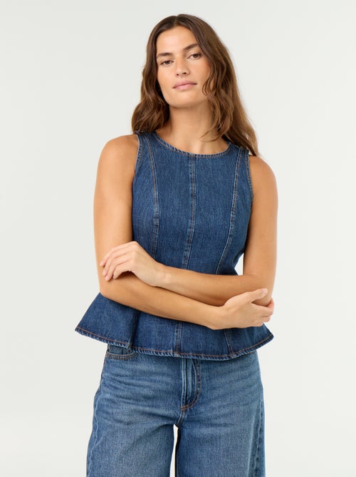 Mouwloze denimblouse - Kiabi