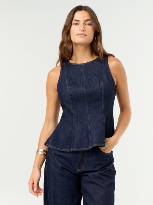 Mouwloze denimblouse - Kiabi