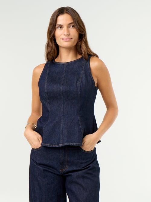 Mouwloze denimblouse - Kiabi