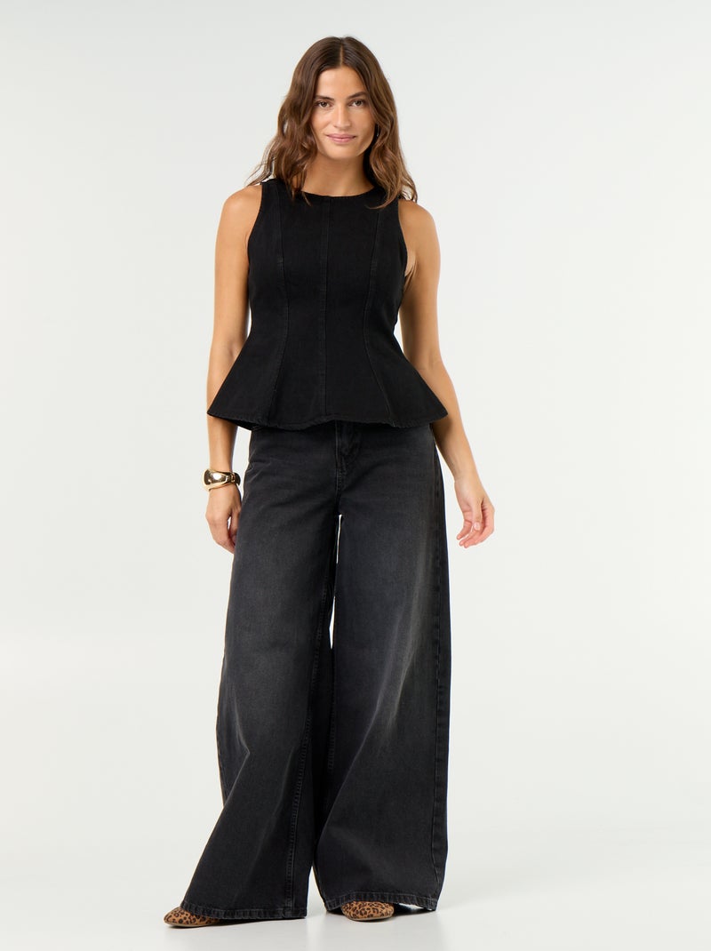 Mouwloze denimblouse Zwart - Kiabi