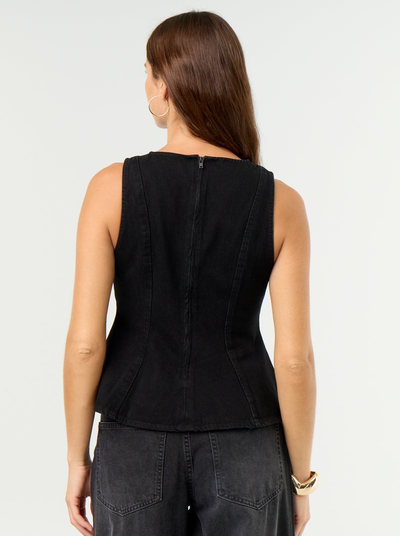 Mouwloze denimblouse Zwart - Kiabi