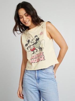 Mouwloze Disney-top met Mickey-print