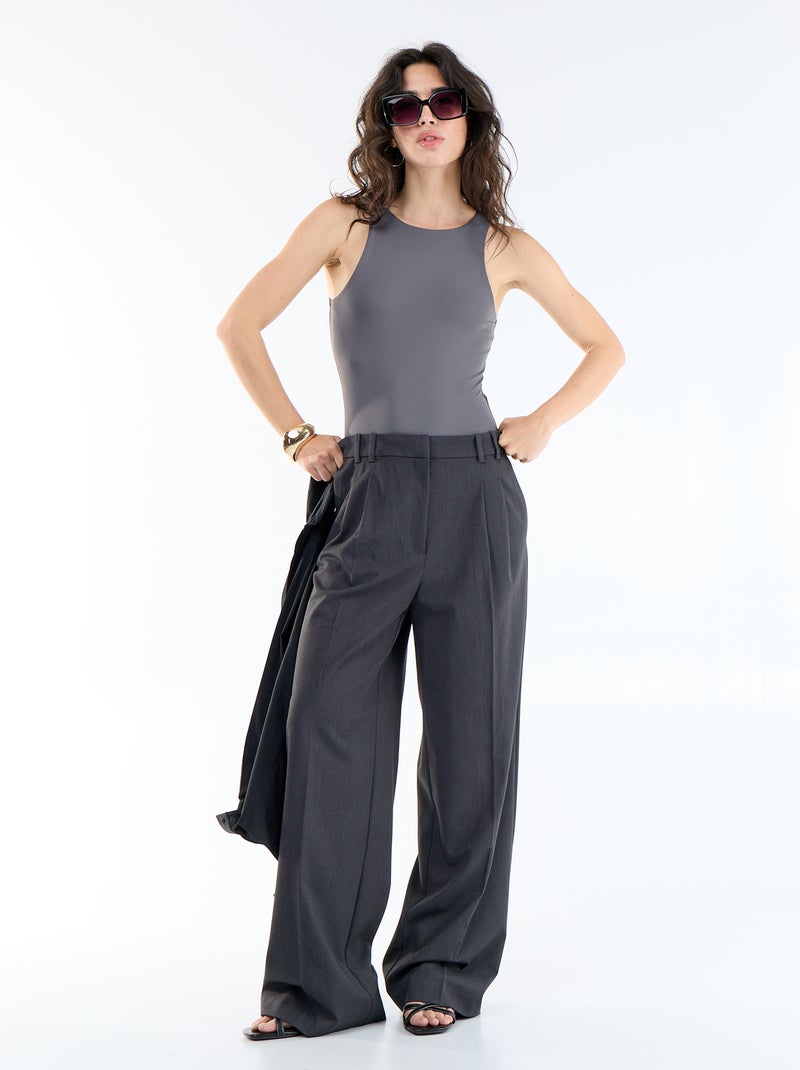 Mouwloze effen body Grijs - Kiabi