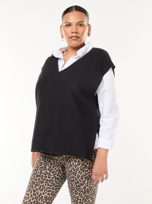 Mouwloze, effen trui van tricot - Kiabi