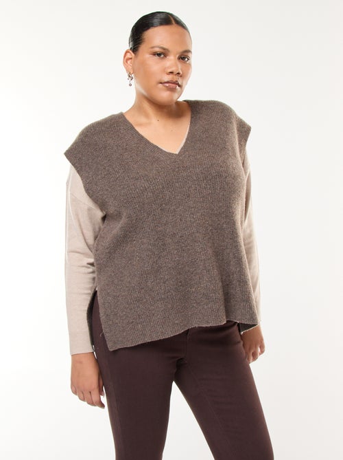 Mouwloze, effen trui van tricot - Kiabi