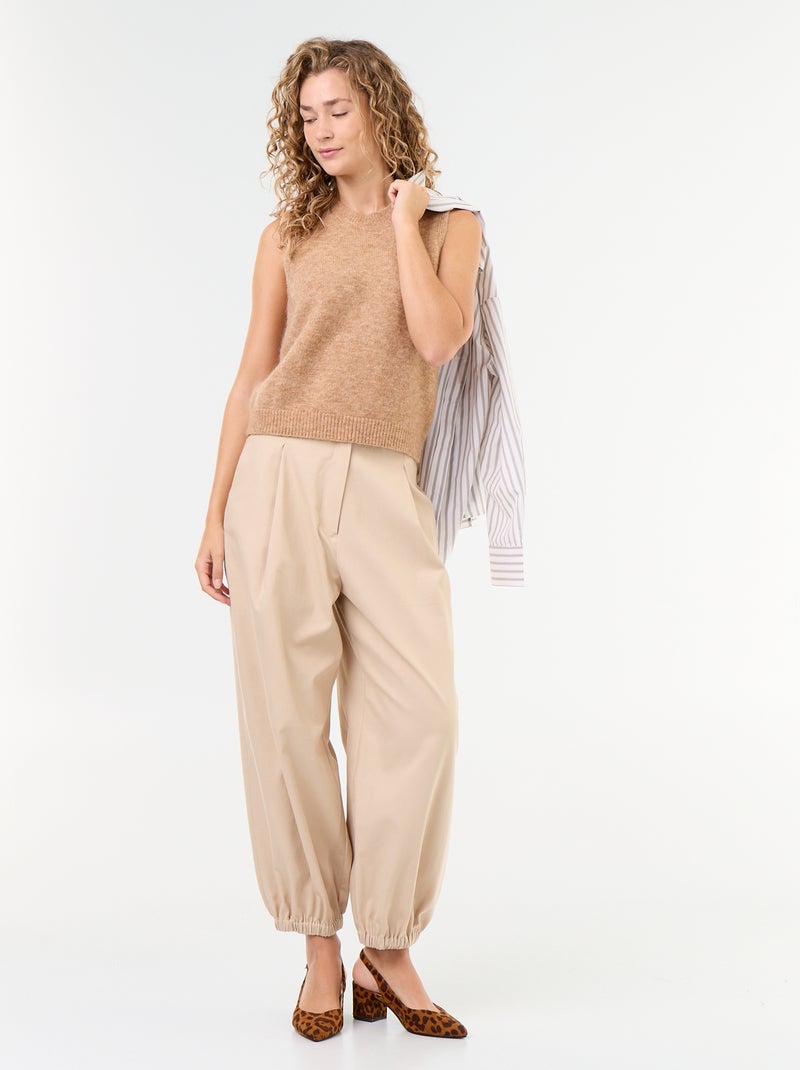 Mouwloze effen trui van warme tricot Biege - Kiabi