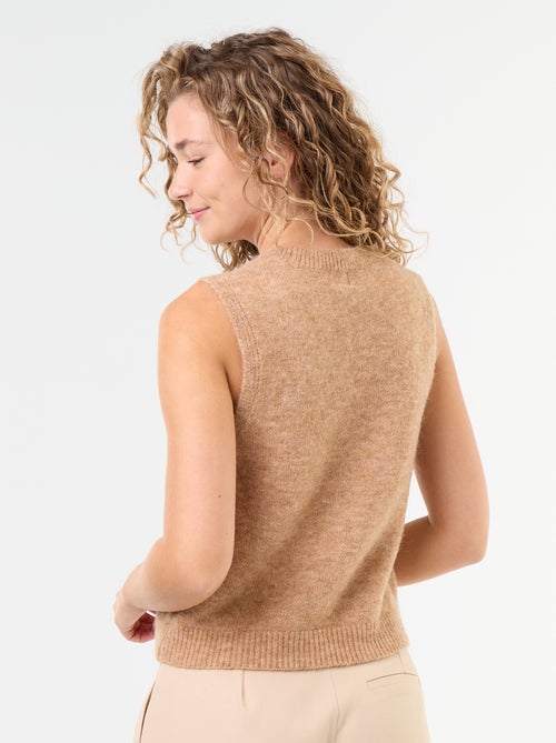 Mouwloze effen trui van warme tricot - Kiabi