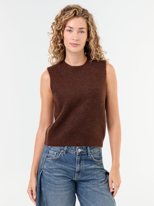 Mouwloze effen trui van warme tricot - Kiabi