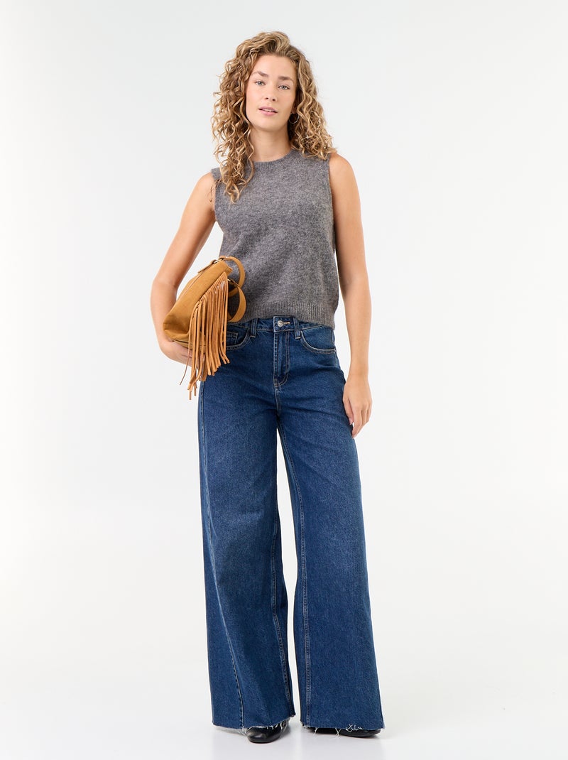 Mouwloze effen trui van warme tricot Grijs - Kiabi