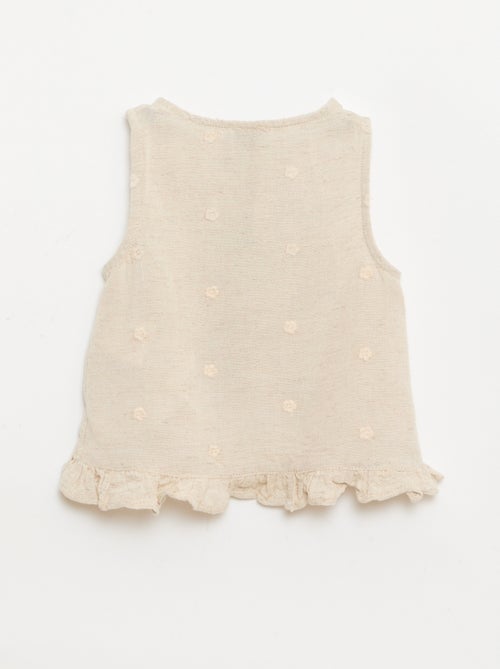 Mouwloze geborduurde blouse - Kiabi
