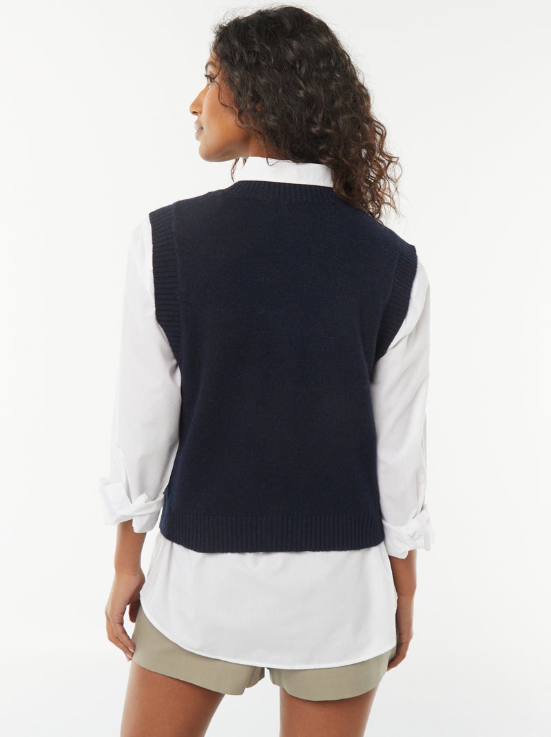 Mouwloze, gebreide trui Blauw - Kiabi