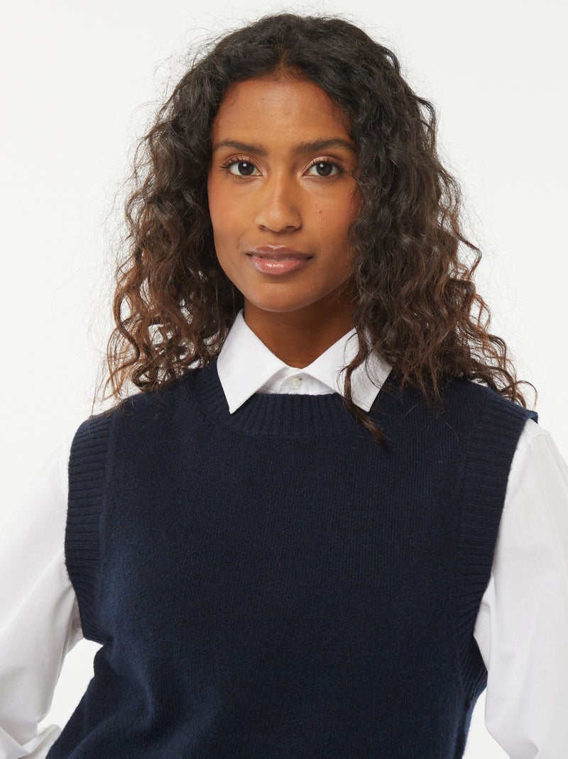 Mouwloze, gebreide trui Blauw - Kiabi