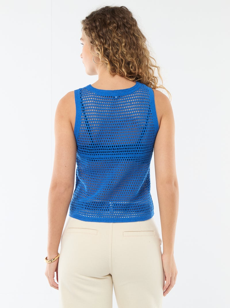 Mouwloze gehaakte top Blauw - Kiabi
