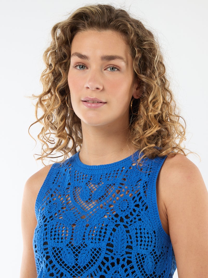 Mouwloze gehaakte top Blauw - Kiabi