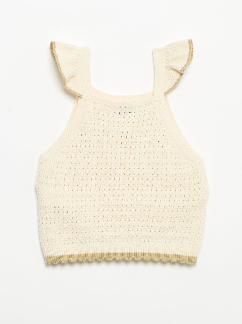 Mouwloze gehaakte trui Beige - Kiabi