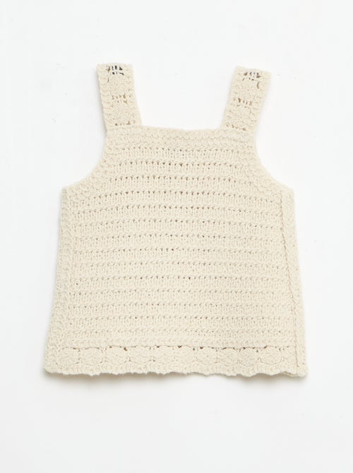 Mouwloze gehaakte trui met bloemdetails - Kiabi