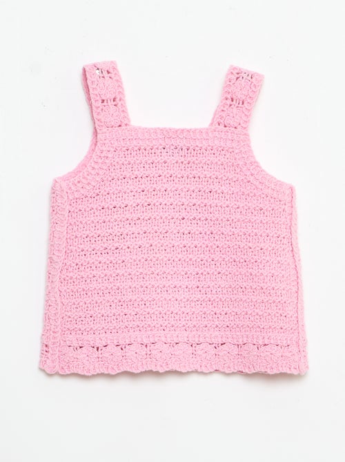 Mouwloze gehaakte trui met bloemdetails - Kiabi