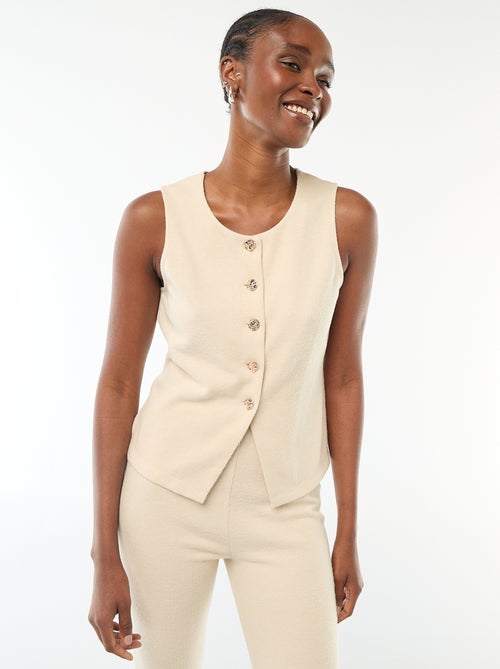 Mouwloze geknoopte top van zacht tricot - Kiabi