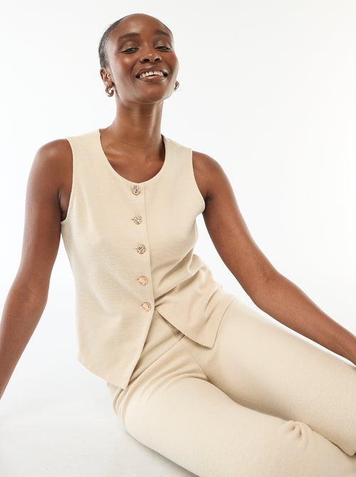 Mouwloze geknoopte top van zacht tricot - Kiabi