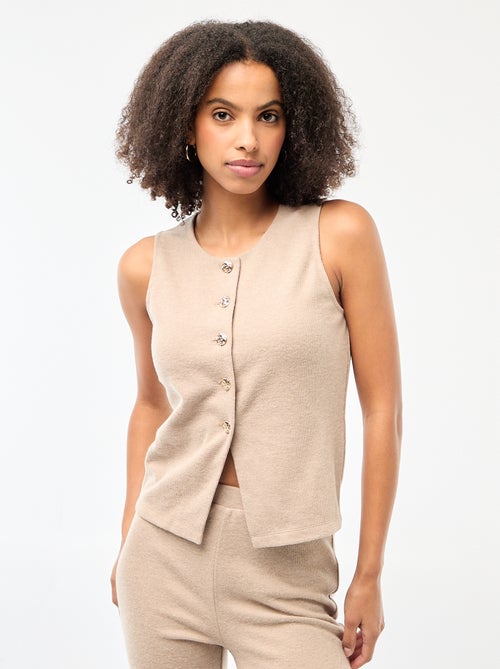 Mouwloze geknoopte top van zacht tricot - Kiabi