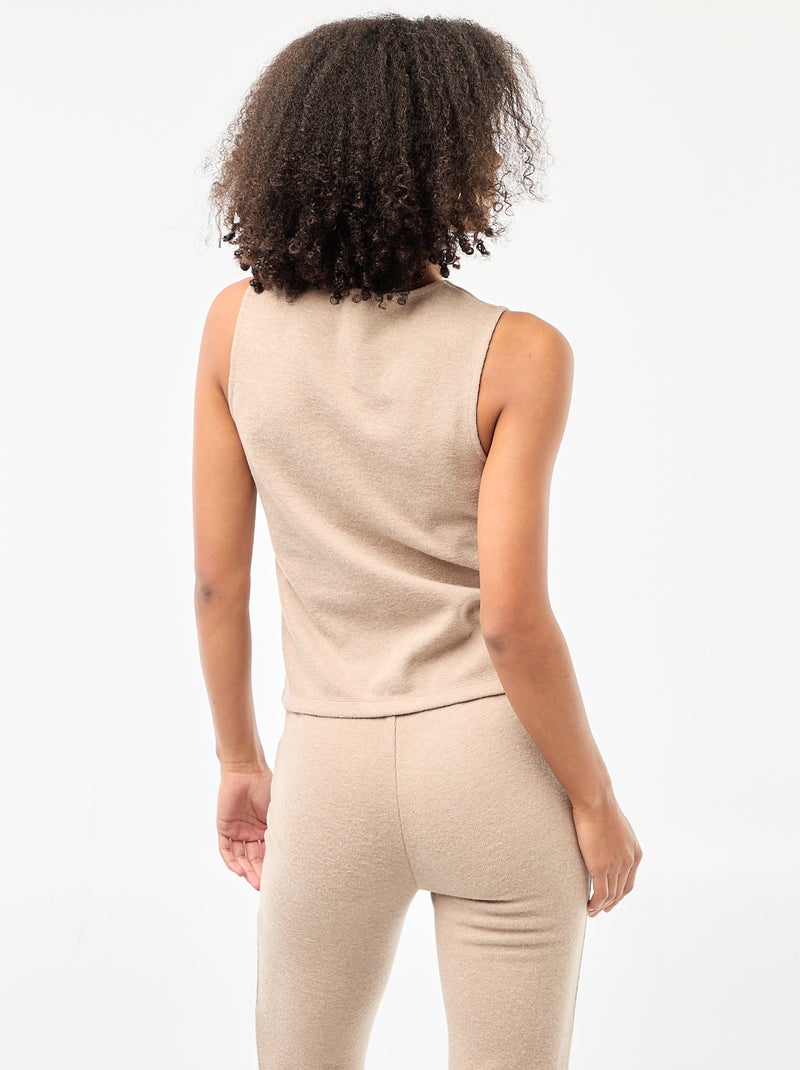Mouwloze geknoopte top van zacht tricot Bruin - Kiabi